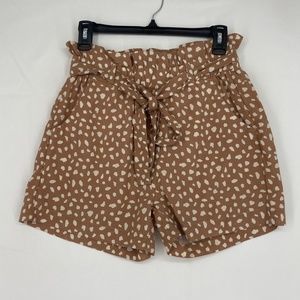 Thread + Supply Womens Small Pull-On Shorts Light Brown Animal Print Paper Bag